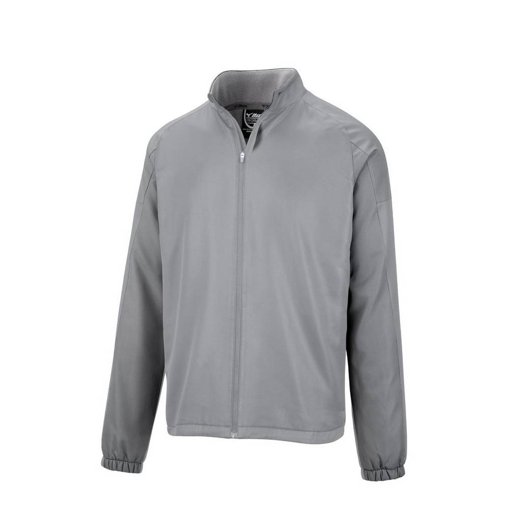 Panske Bundy Mizuno Full Zip Dugout Siva Vypredaj MBLR26715